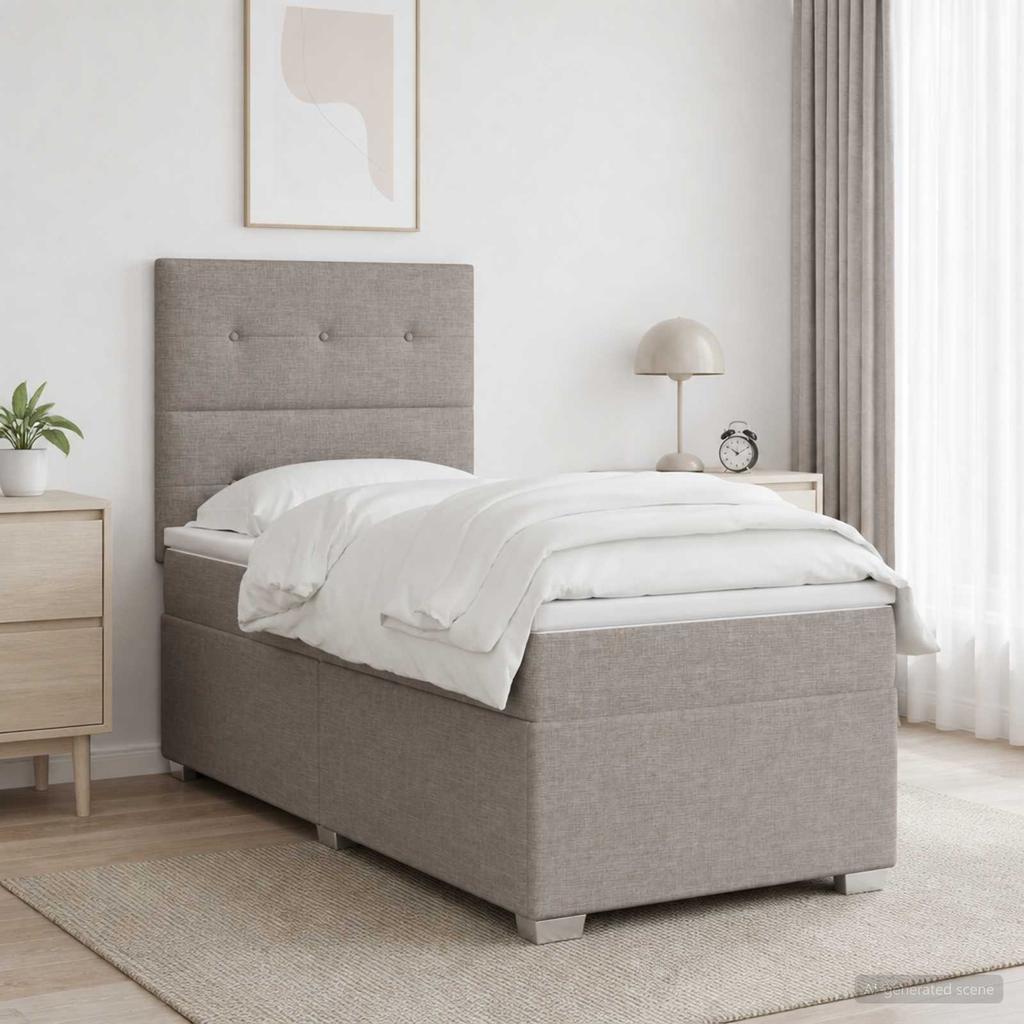 Boxspring Bed with Mattress and Headboard Taupe 80 x 200 cm Fabric