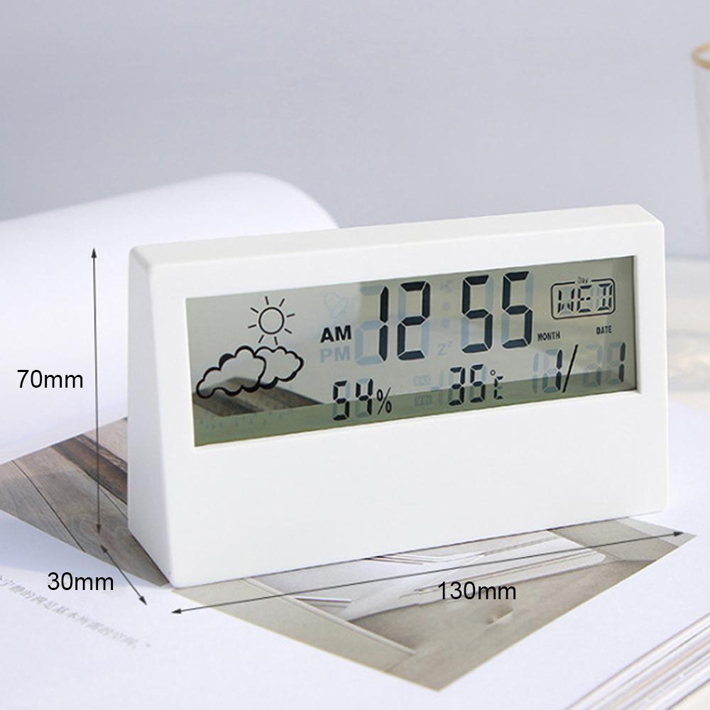 Digital Alarm Clock Transparent Desk Clock with Date, Temperature, Humidity, Small Table Clock with