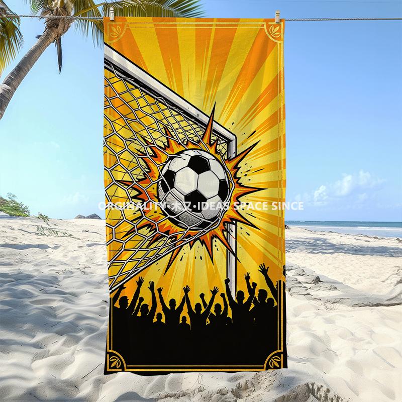 Soccer Goal Game Beach Towel Patterned Sunscreen And Windproof Suitable For Swimming Pool Camping Travel Blanket