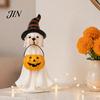 Halloween Window Ornaments Ghost Dog Figurine, Wizard Hat Pumpkin Resin Statue, Cute Tabletop Decor Indoor Haunted House Supplies for Entryway