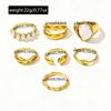 7 Pcs/Sets Trendy Geometric Imitation Pearl Hollowed-out Cuff Rings Set for Women Metallic Minimalism Fashion Niche Chic Ring