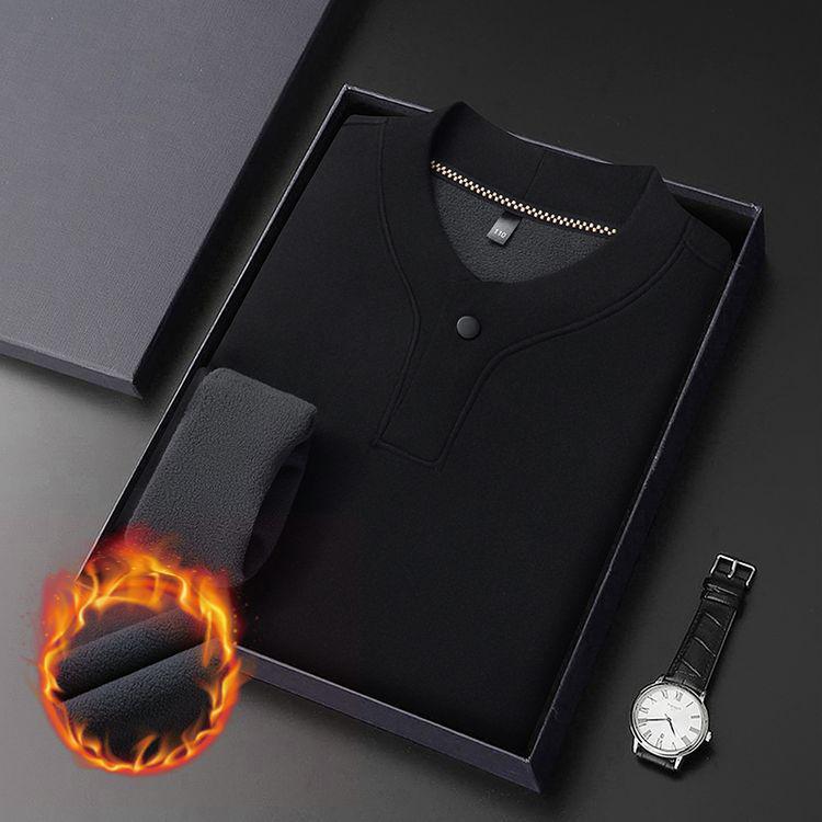 Men's Solid Color Fleece-Lined Sweatshirt, Winter Stand-Up Collar, Long-Sleeve Casual Base Layer.