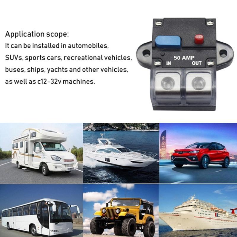 Circuit Breaker 12V-48VDC 50-300Amp for Trailer Vehicles Stereo Audios Solar System Inline Waterproof Solar Breaker