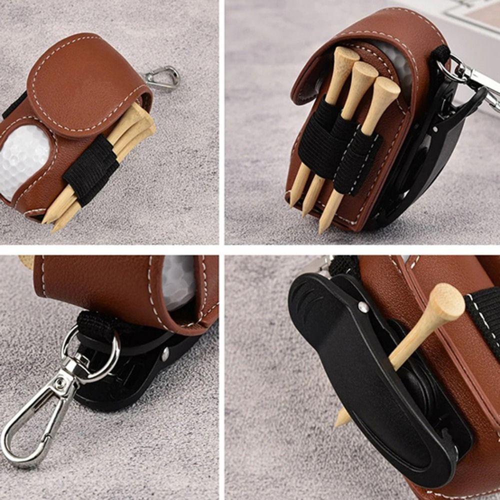 Portable Golf Waist Holder Bag PU Leather Mini Golf Ball Bag Golf Tee Set Bag Golf Accessories