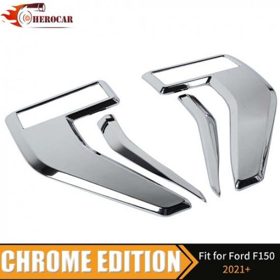 + Ford F150 Chrome Front Fender Side Vent Decor Cover Trim For Accessories | Adhesive | Painted | Left Drilling Required