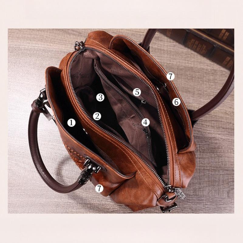 Borse a Spalla a Tracolla Stile Cinese Vintage per Donna Borse Tote con Stampa a Goffratura Grande Capacità Multitasche Borse Morbide