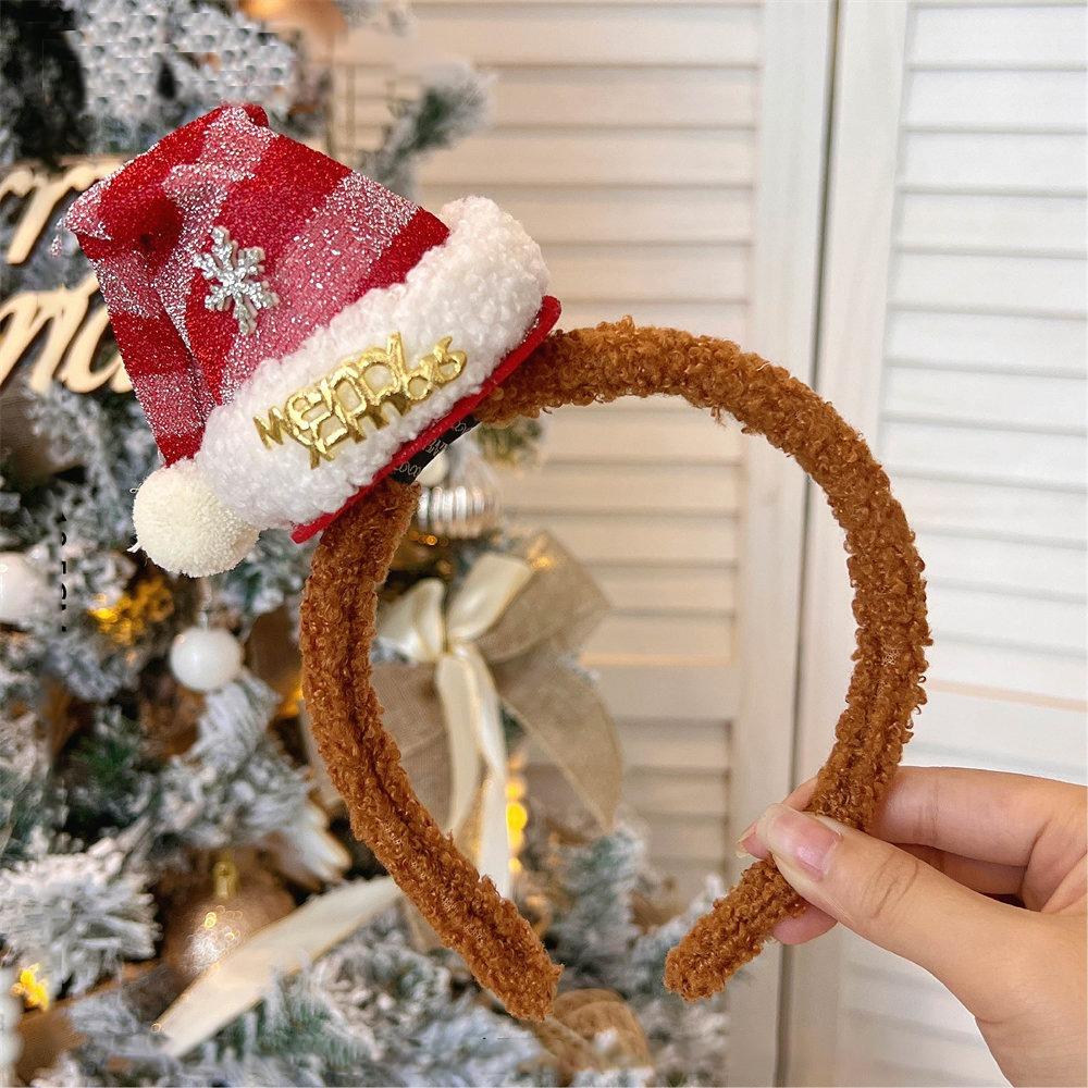 

Cloth Bowknot Hair Hoop Red Kids Hair Bands Cute Christmas Headband Santa Hat
