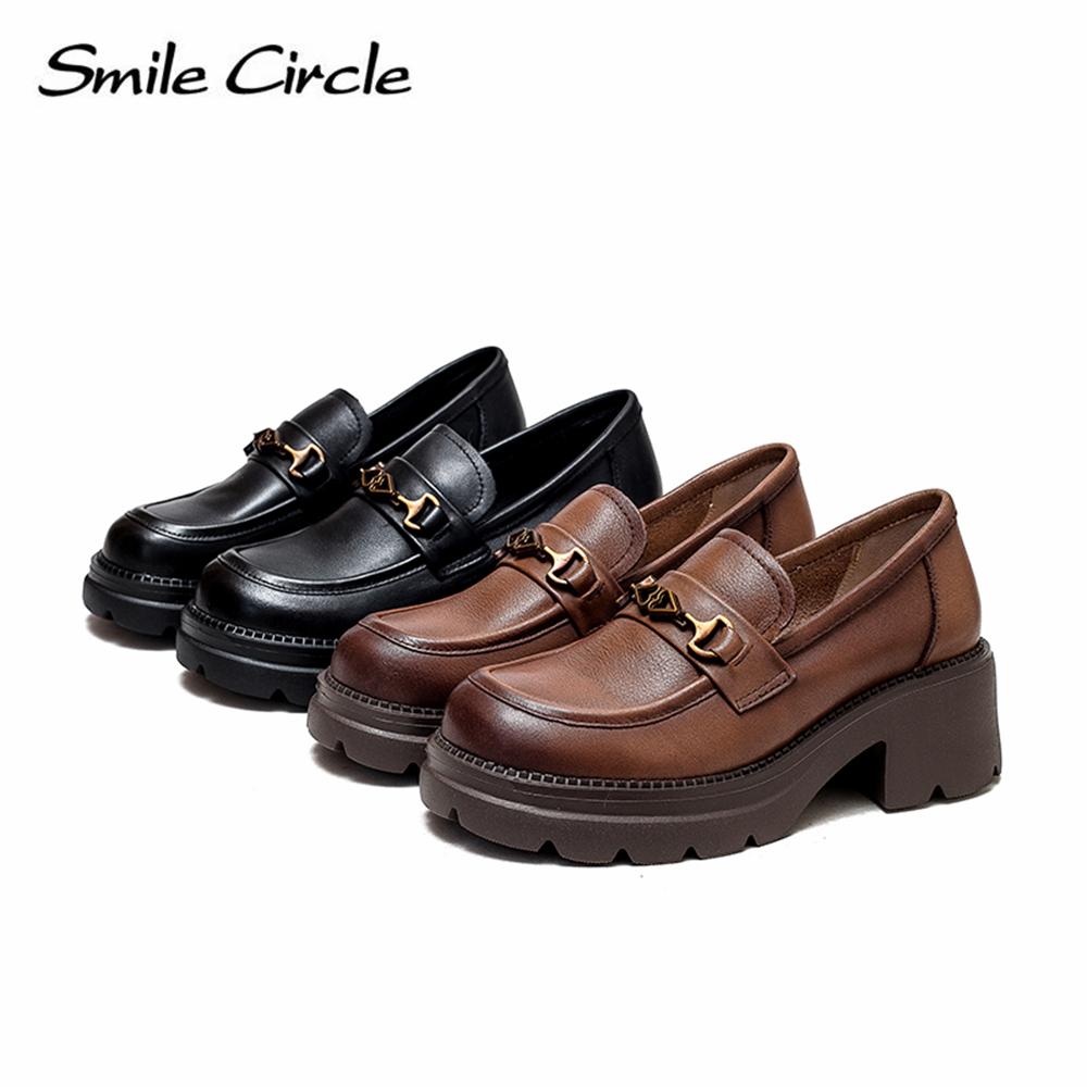 Chunky Heel Low-top Loafers Handmade Retro Casual Shoes Fashion Versatile Thick Bottom Women's Shoes