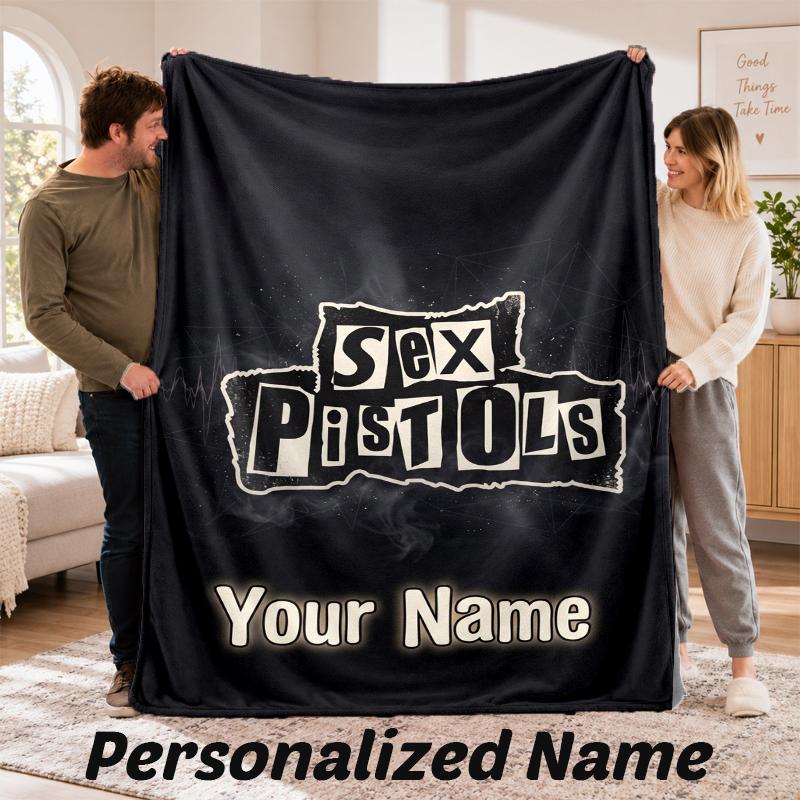 Sex Pistols Personalized Flannel Blanket Custom Name Text Soft Throw Blanket Home Decor