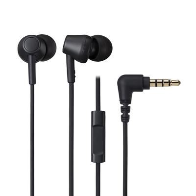BK Ohrhörer, Kabelgebunden, Fernbedienung mit Mikrofon, Kanaltyp, recycelter Kunststoff, enthält antibakterielle Mittel, klein, schwarz, Audio-Technica ATH-CK350XiS