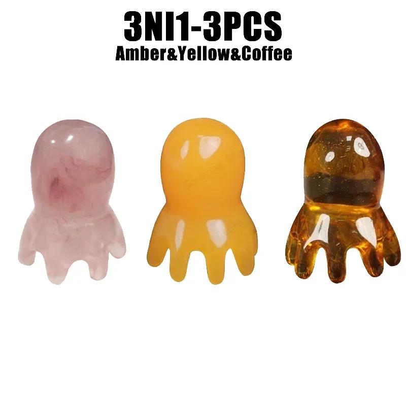 Resin Octopus Massage Comb Head Meridian Scraping Scalp Massage Brush Acupuncture SPA Gua Sha Massage Comb Fatigue Relief Massag