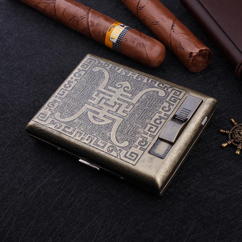 Noble Pie GP9029 Bronze Floral Multifunctional Cigarette Case & USB Lighter (Holds 20 Cigarettes)