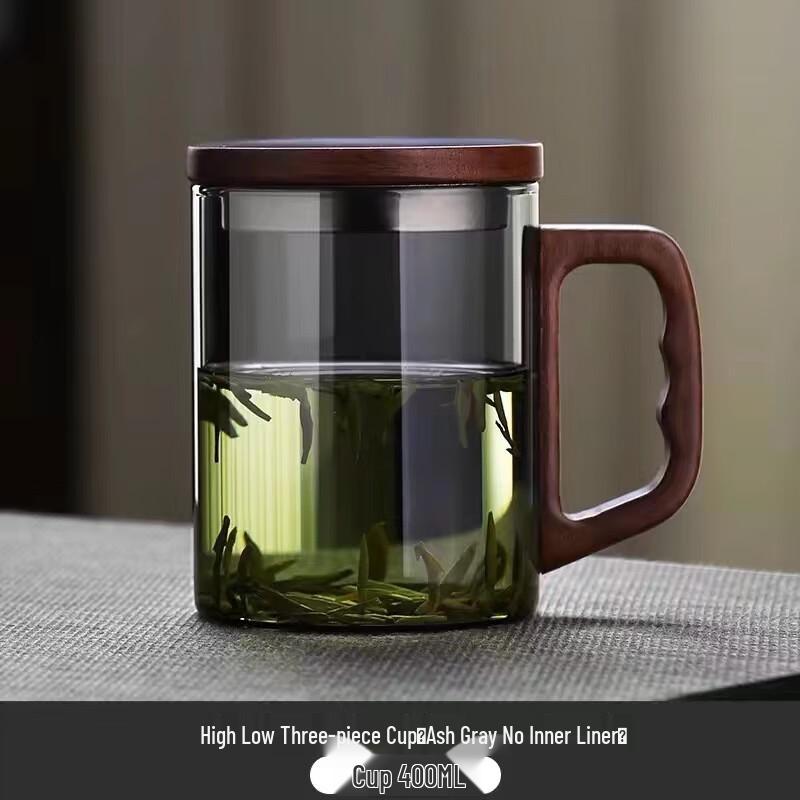 Shangqi High Borosilicate Glass Tea Cup with Wooden Handle