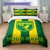 Set Biancheria da Letto Norwich City con Nome Personalizzato 1 Copripiumino+2 Federe Logo Calcio Regalo Personalizzato per Occasione Speciale Decorazione Camera da Letto