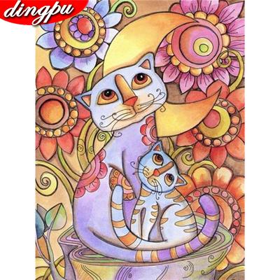 Diamond Painting Full Square Flower Mosaic Cat Home Decor Picture