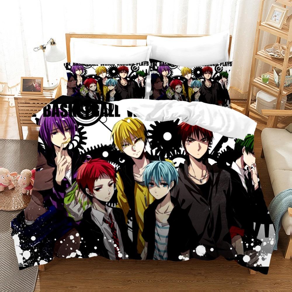 Anime KurokoS Basketball Kuroko Tetsuya Bedding Collection With Bed Linen Cartoon Duvet Cover Collection Pillowcase Twin Size For Boys Bedclothes