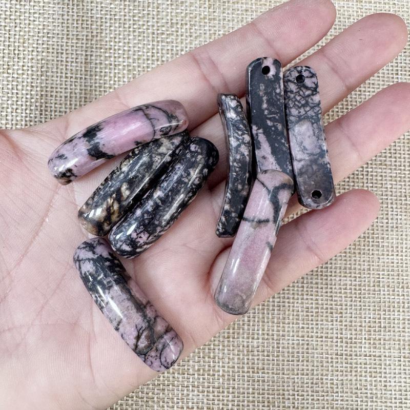 Natural Amethyst & Rose Quartz Bent Tube Connector for DIY Bracelets