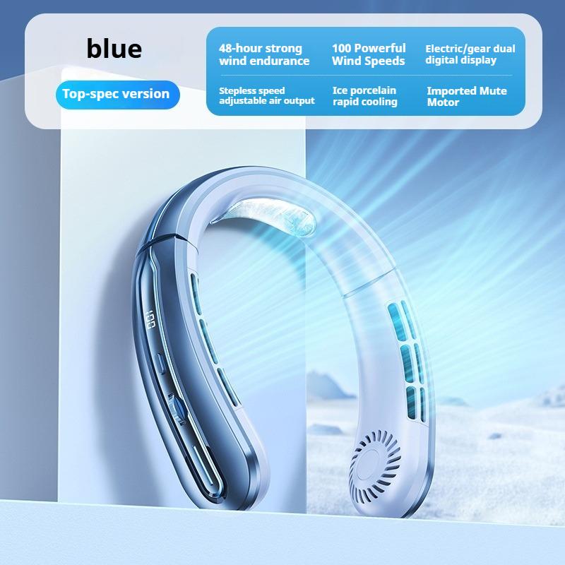 Neck Mounted Fan Mini Portable Silent Bladeless Fan with 100 Adjustable Speed Settings LED Digital Display Outdoor Neck Fan