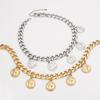 Tooxika Vintage Metal Coin Pendant Tassel Necklace Fashion Queen Image Collarbone Chain