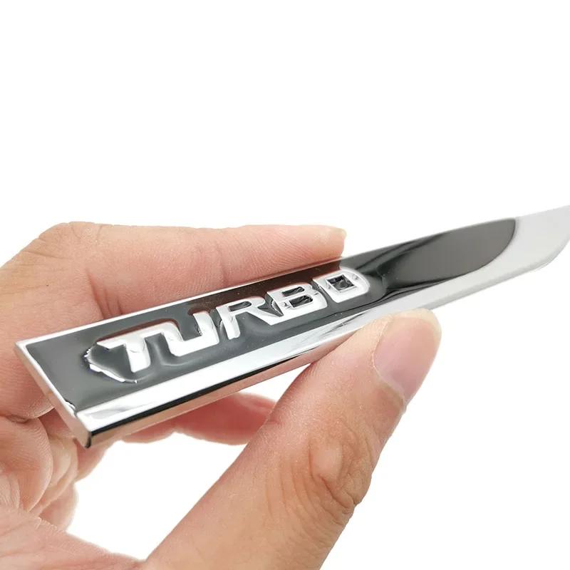 1 Pair Metal TURBO Turbocharged Car Sticker Logo Emblem Badge Decals Car Styling DIY Decoration Accessories for Frod Bmw Ford MD2