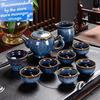 Kung Fu Tea Set Luxury Household Retro Ceramics Office Commerce Ru Kiln Kungfu High-end Chinese Tea Set With Cups and Kettle Bar