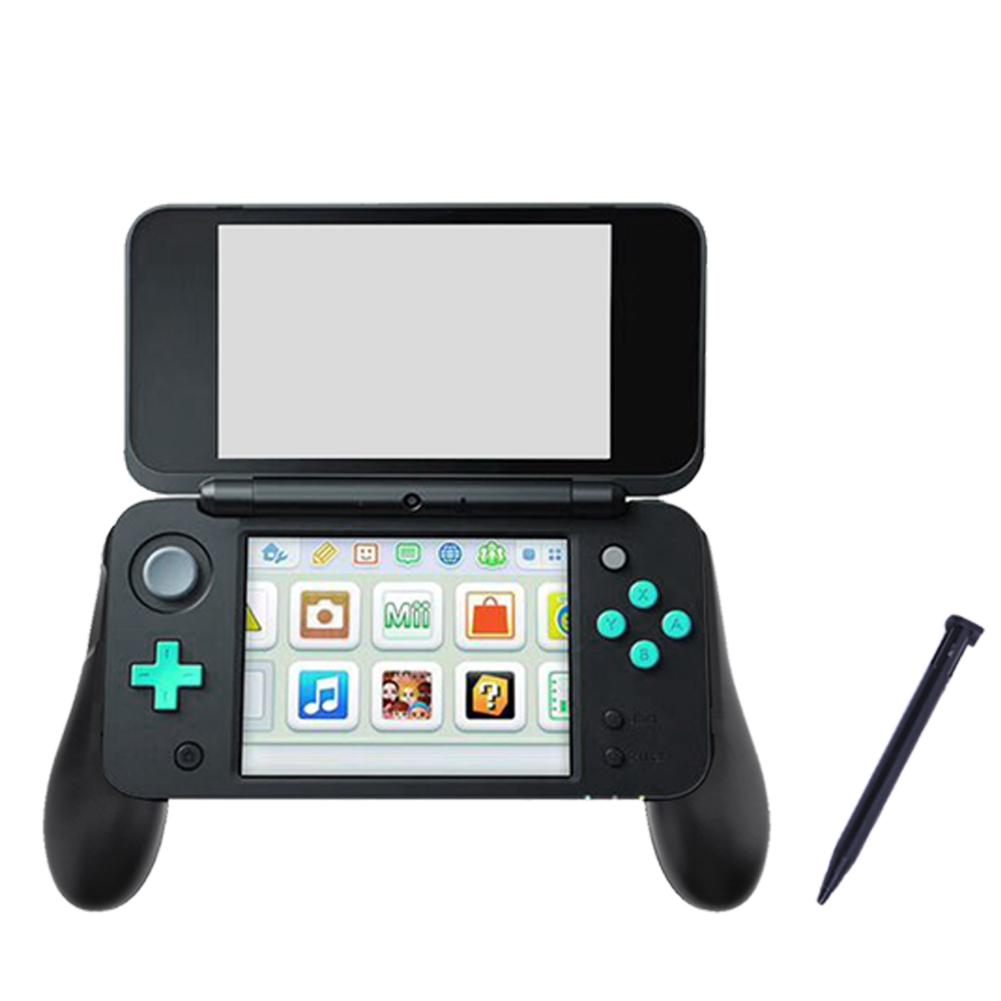 3 in 1 Hand Grip +Crystal Case+Plastic Stylus Pen for Nintendo NEW 2DS LL 2DS XL Console Black Accessories 1.5m cable+ bag