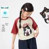 Mädchen-T-Shirt mit antibakteriellem Cartoon-Print und Color-Blocking, kurzärmlig
