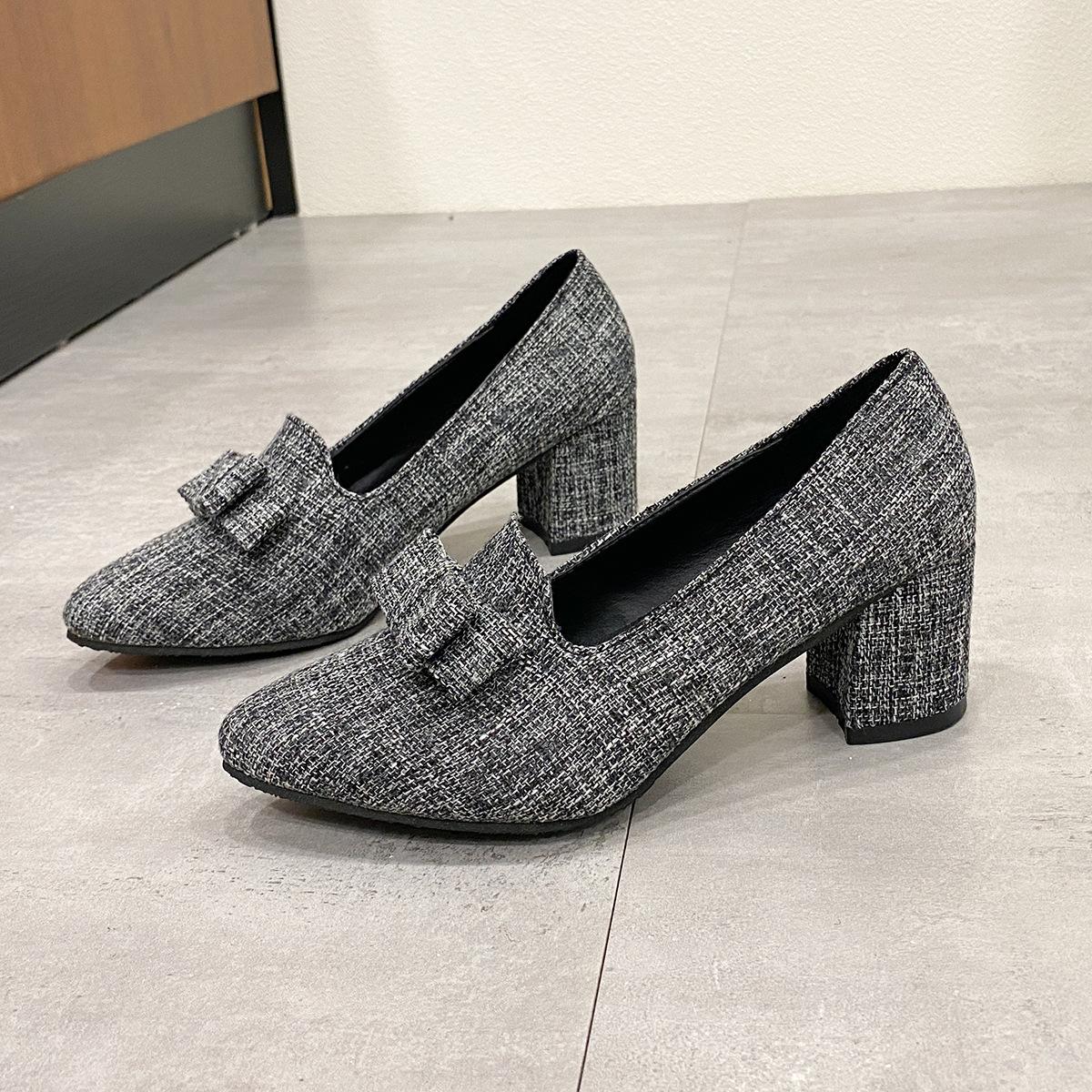 

Fashion French Pumps Women s High Heels 2025 New Pointed Toe Loafers Bow Large Size 42 Women s Single Shoes Mary Jane Lolita Shoes 35 серый