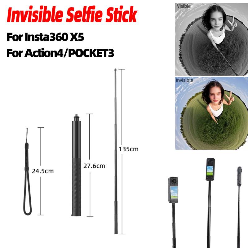 

Невидимый монопод для селфи для Insta360 X5/X4/X3/Ace Pro 2, удлинительная штанга из углеволокна для DJI OSMO, удлиненный монопод для GoPro Hero