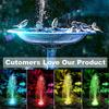 Solar Fountain Water Pump with 12 LED Lights & 1200mAh Battery - 9 Nozzles, Floating Style for Bird Baths, Garden Ponds