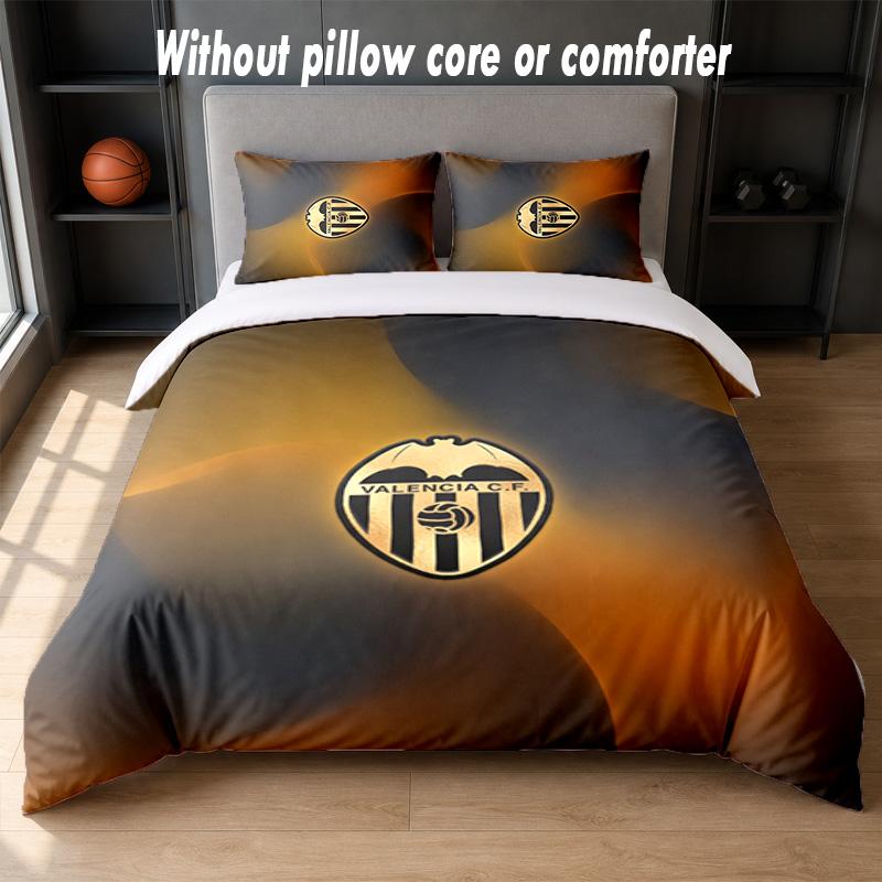 Valencia FC Design Bed Bedding Set 1 Duvet Cover + 2 Pillowcases Soft Breathable Household Bed Linens