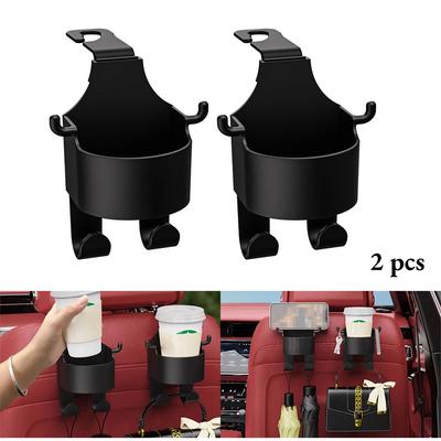 2 Pièces Crochet de Rangement pour Appui-tête de Siège de Voiture Organisateur Universel avec Porte-gobelet pour Sac à Main Convient aux Véhicules Universels Accessoires de Voiture