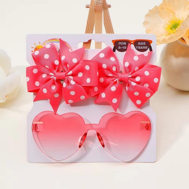 1Set Headwear Glasses Solid Soft Bowknot Head Bands Lace Barrette Retro headbands Sunglasses Band Sets