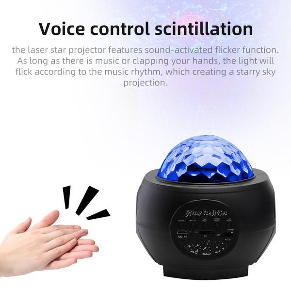 Bluetooth Star Projector Night Light Voice & Remote Control 32 Lighting Modes Built-in Music Player Star Galaxy Ocean Wave Projection Lamp Decor