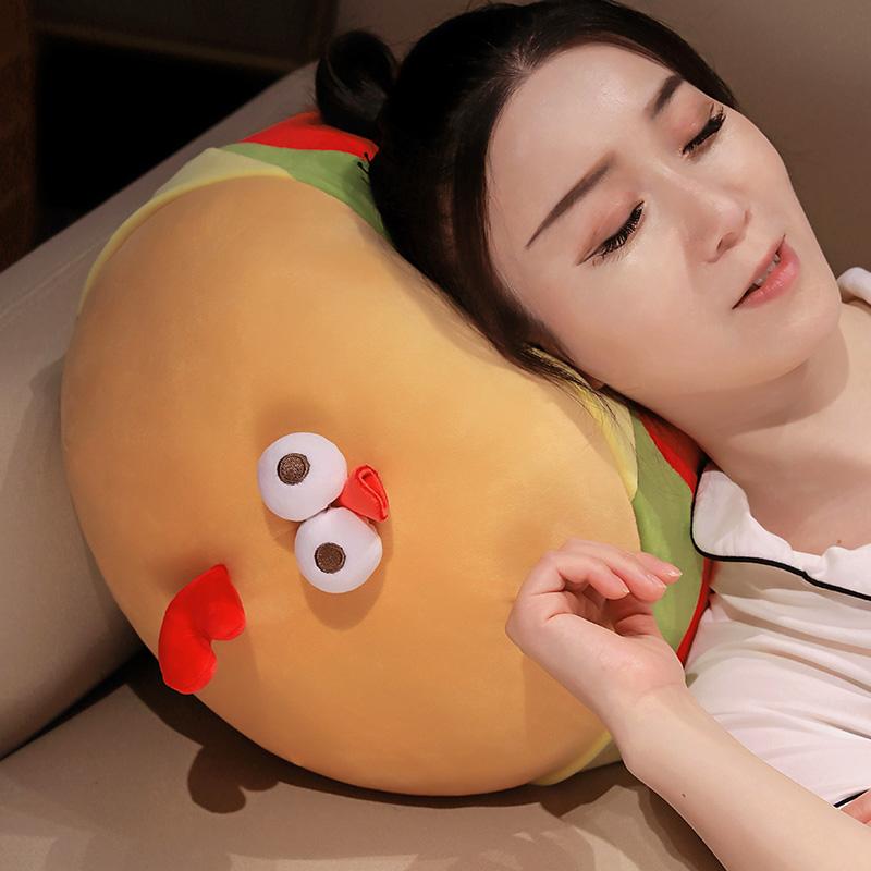 55cm Burger Chicken Plush Toy Cushion Stuffed Plushies Sofa Throw Pillow Ornament Creative Hamburger Gifts For Girls Kids Favors