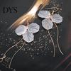 Golden Earrings Hook Fashion Elegant Petal Shape Ear Decor Long Dangle Design for Women Women's