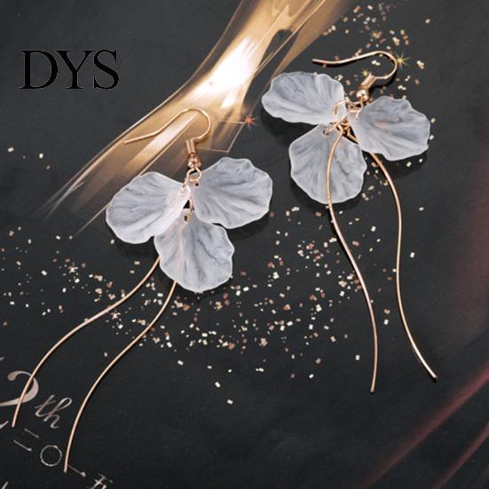 Golden Earrings Hook Fashion Elegant Petal Shape Ear Decor Long Dangle Design for Women Women's