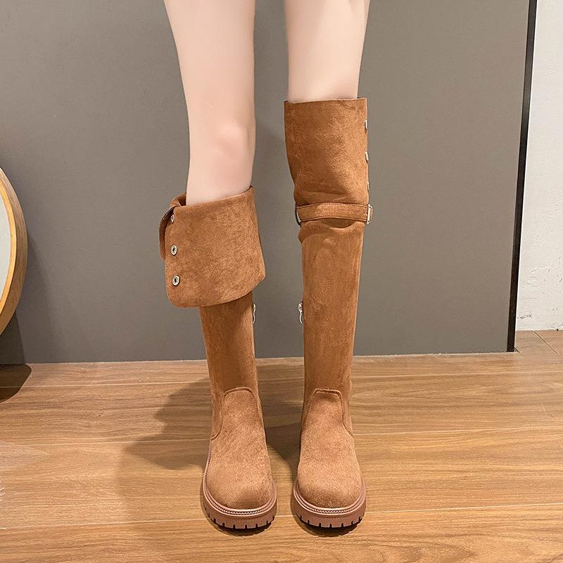 

Two wear boots women s retro thick heel western boots 2025 spring and autumn new high knight boots knee boots long boots 40 коричневий