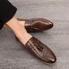 Tassel bean loafers men new British business trend crocodile print lazy man slip-on pointy casual leather shoes men