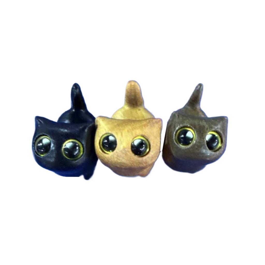 1/3 Stk. Bezaubernde Holz-Kätzchenfigur - Handgefertigte Katzendekoration für Zuhause, Perfekte Geschenkidee Katzenfigur Katzenzubehör