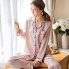 Spring Summer Women's Silk Long-sleeved Casual Sleepwear Suit Plus Size Nightwear Pijama Homewear