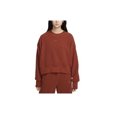 Solid Logo Round Neck Pullover Long Sleeve Sweatshirt Women Sweatshirt Orange DQ6845-832