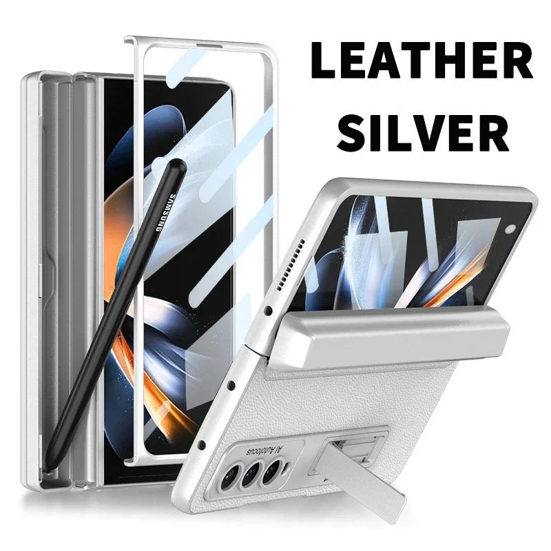 

Магнитный кожаный экранный стеклянный чехол Fold6, в комплекте для Samsung Galaxy Z Fold 6 5 4 3 5G, складной защитный чехол-держатель для ручки For Galaxy Z Fold 6