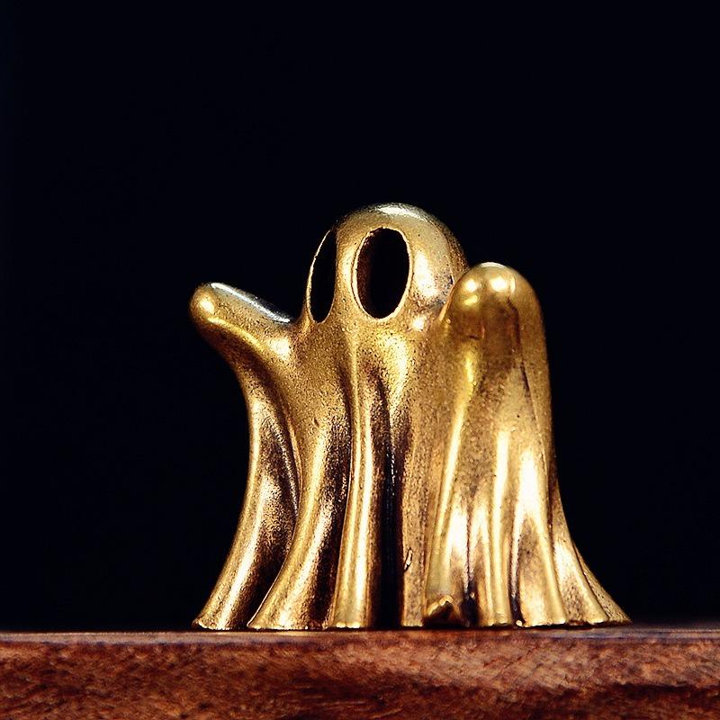 Punk Brass Halloween Ghost Small Statue Vintage Miniatures Figurines Desktop Decorations Crafts Home Decors Ornaments Sculptures