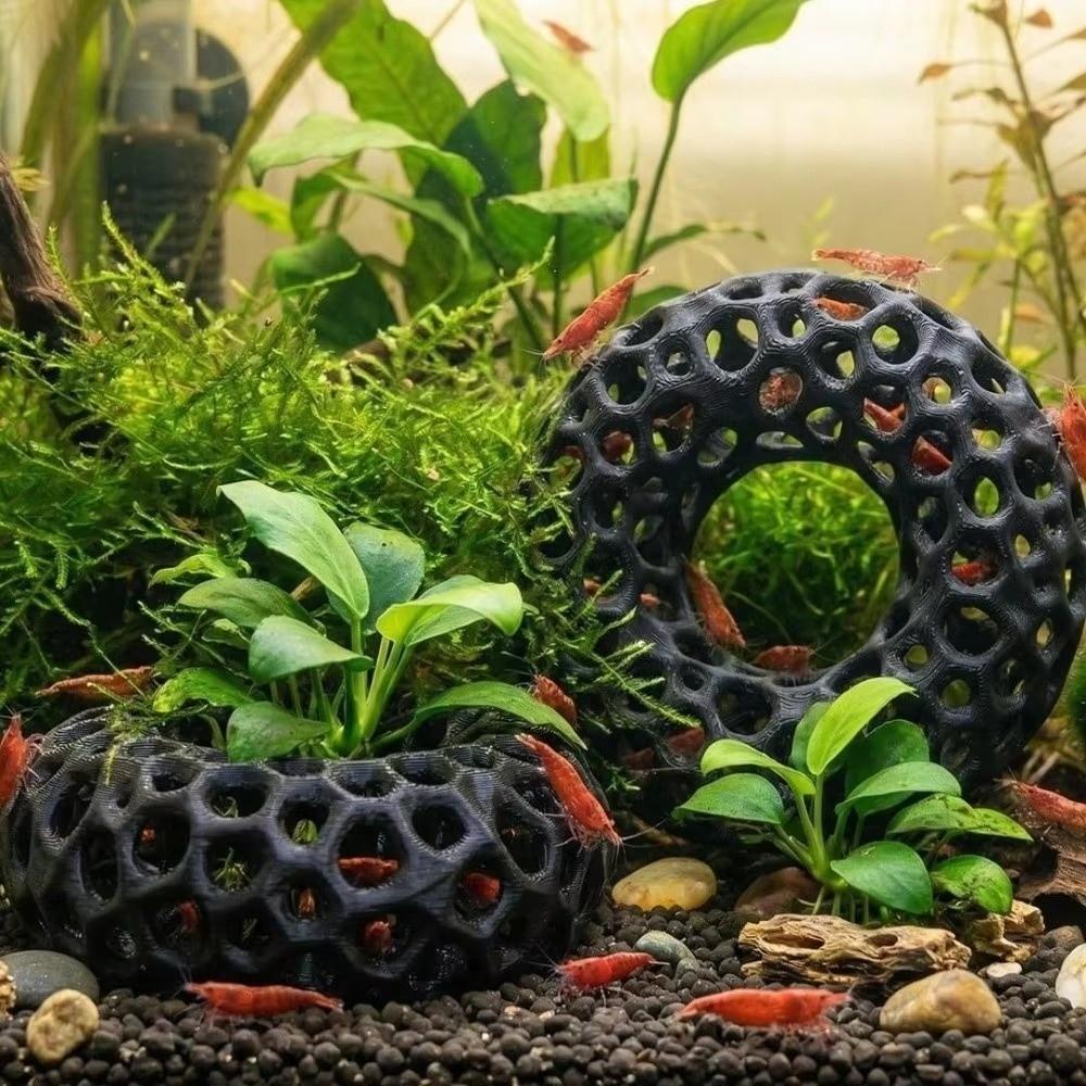 Hollow Round Aquarium Fish Shelter 3D Printed Fish Tank Cave Aquatic Animal Hiding