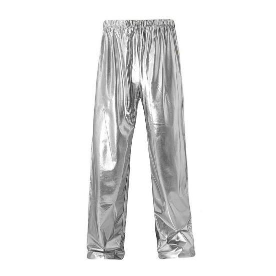 Men Pants Soft Breathable Comfortable Solid Color Elastic Waist Loose Fit Shiny Fashionable Pants Long Trousers