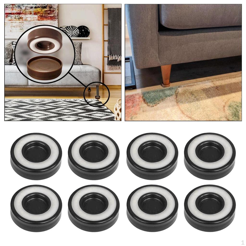 8 Pieces of Non-Skid Furniture Casters Cup Coasters Desk Riser Sofa