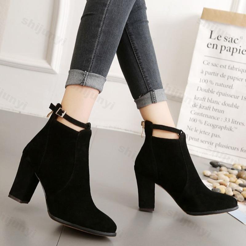Fashion Women Boots Casual Comfortable 2025 Autumn New Female Ankle Boots Fashion Sexy Pointed Woman High-heel Short Boot Botas De Mujer