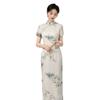 Geleneksel ulusal tarz Çin uzun geliştirilmiş cheongsam yeni genç kadın retro kısa kollu yazın günlük giyilebilir