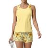 Tankini Swimsuit for Women Two Piece Modest Bathing Suit with Floral Tank Top and Boy Shorts for Tummy Control